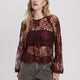 Long-Sleeve Crew-Neck Lace Blouse