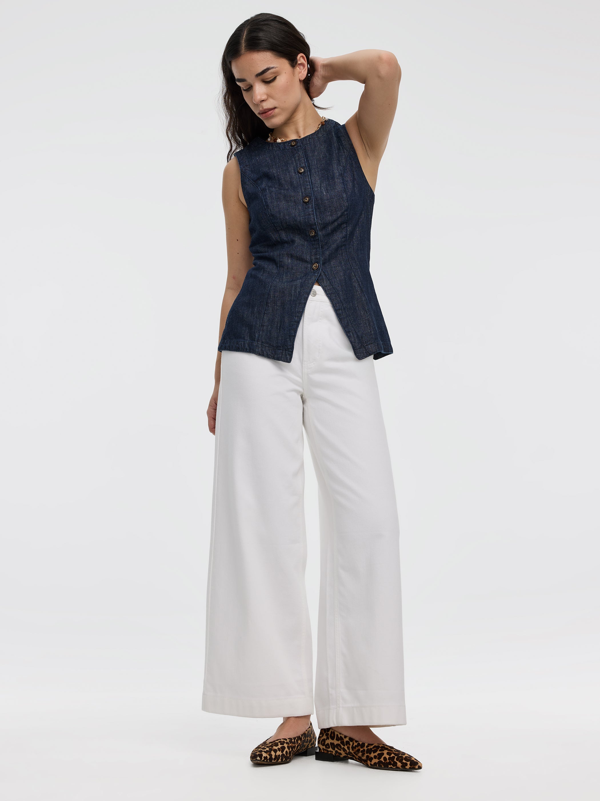 Veste sans manches en denim