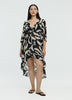 Long-Sleeve V-Neck Maxi Dress with High-Low Hem