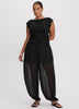 Extended-Sleeve Boat-Neck Ribbed Top