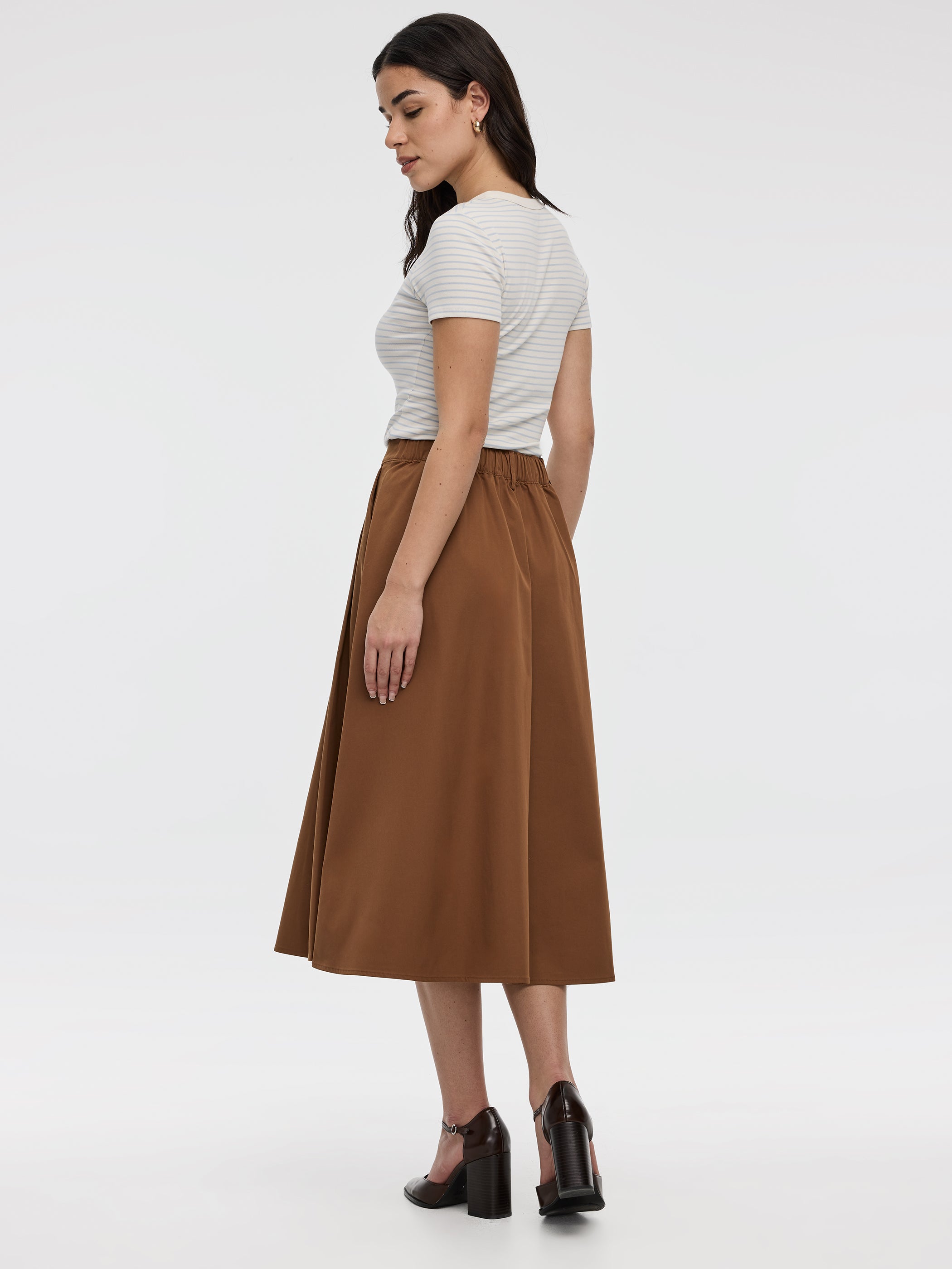 Pleated A-Line Midi Skirt