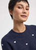 Long-Sleeve Crew-Neck Pullover with Hearts
