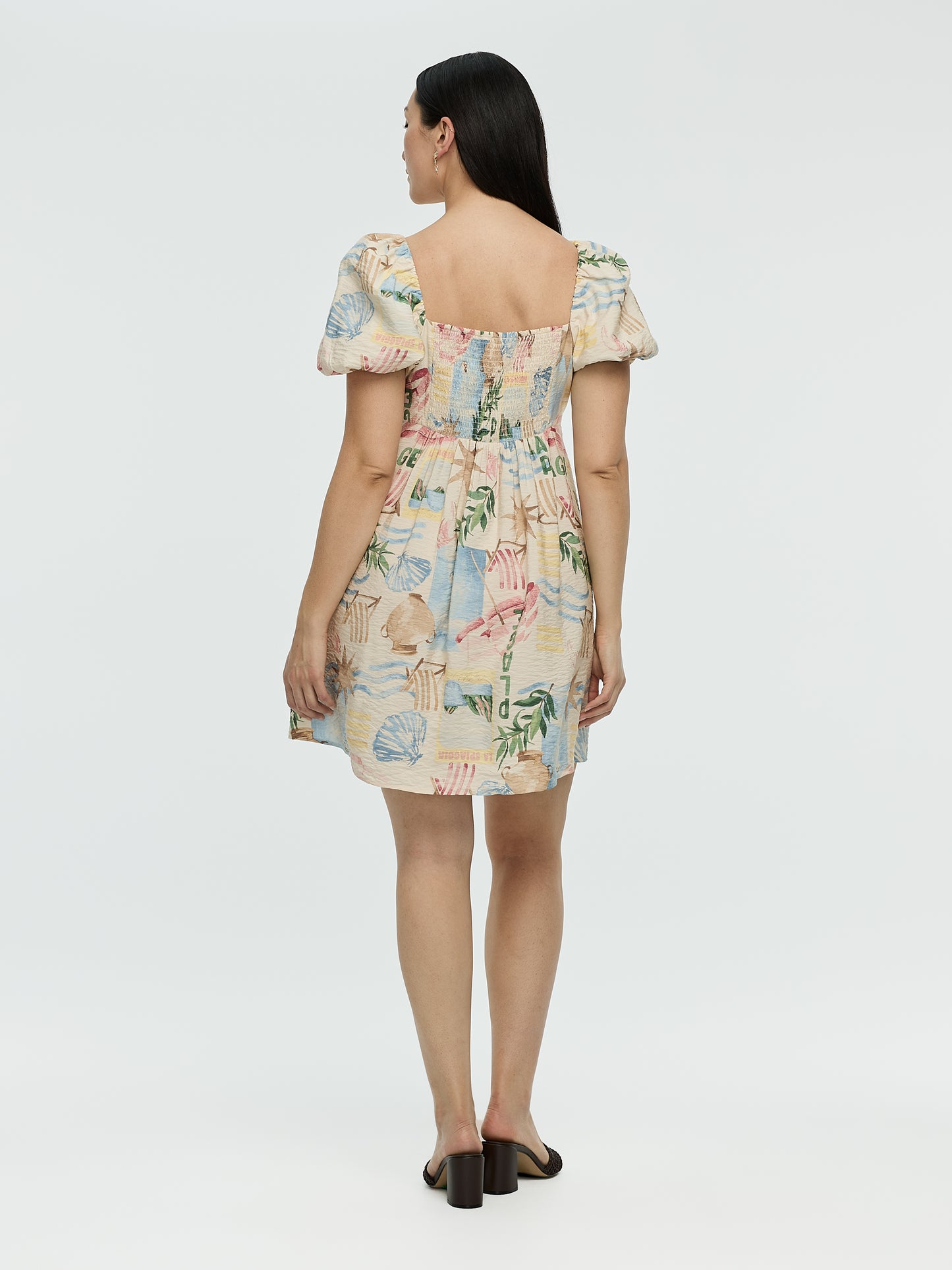 Short-Puffy-Sleeve Mini Dress with Sweetheart Neckline