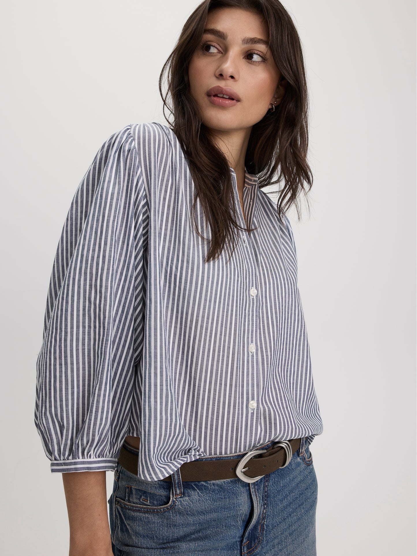 Blouse rayée à manches 3/4 