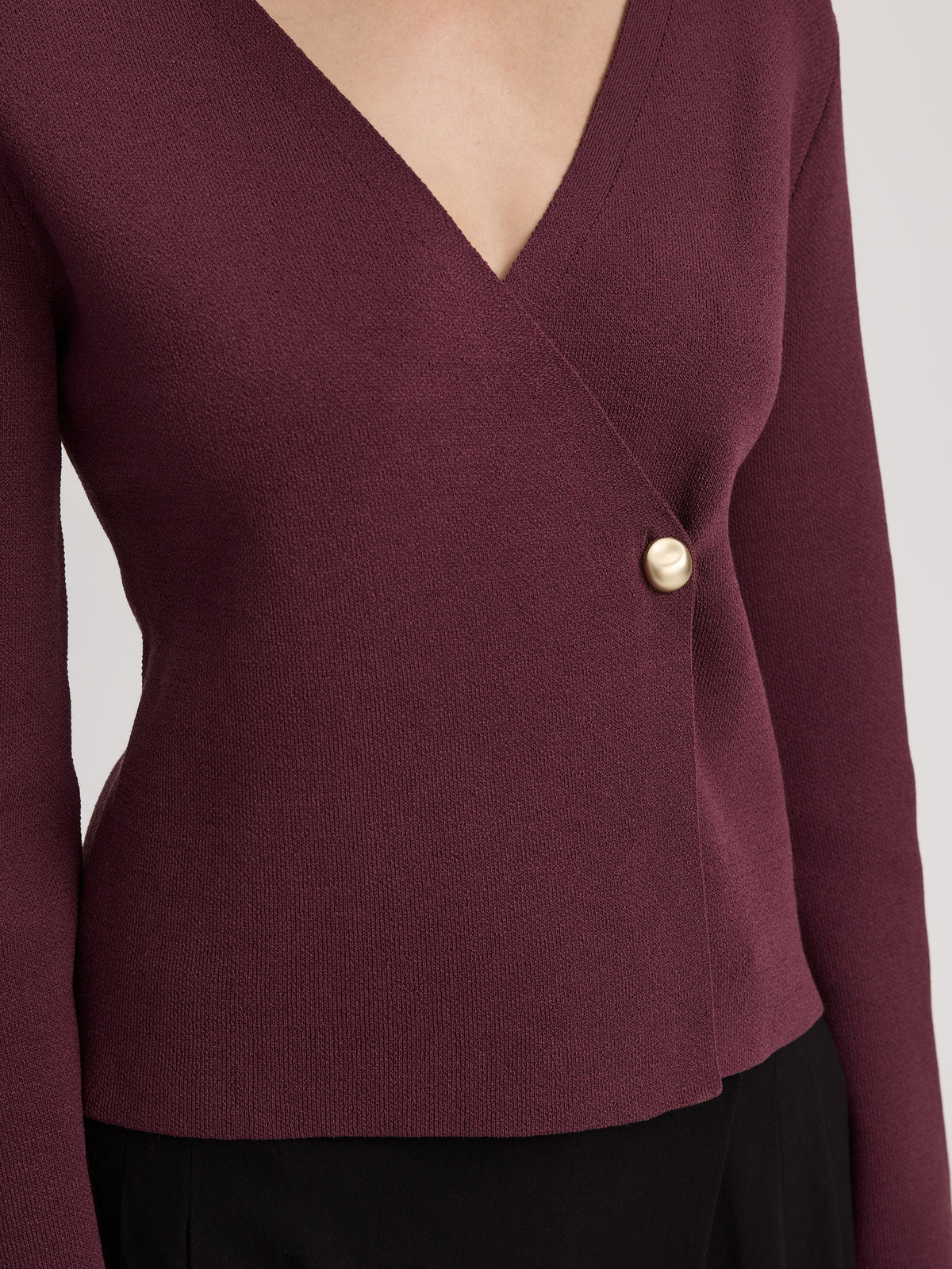Long-Sleeve V-Neck Wrap Sweater