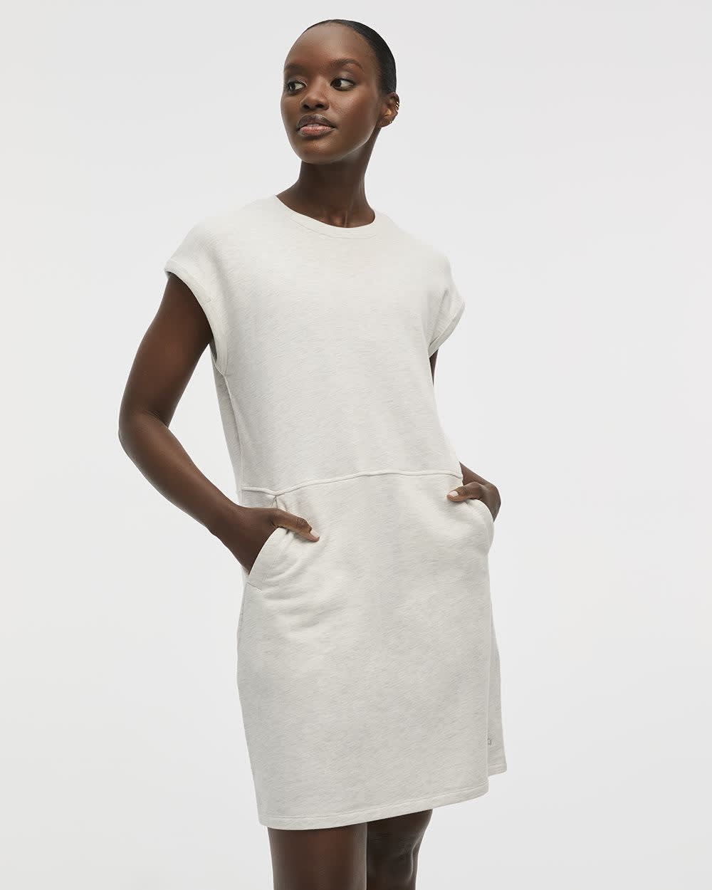 Extended-Sleeve Crew-Neck Dress with Pockets - Hyba