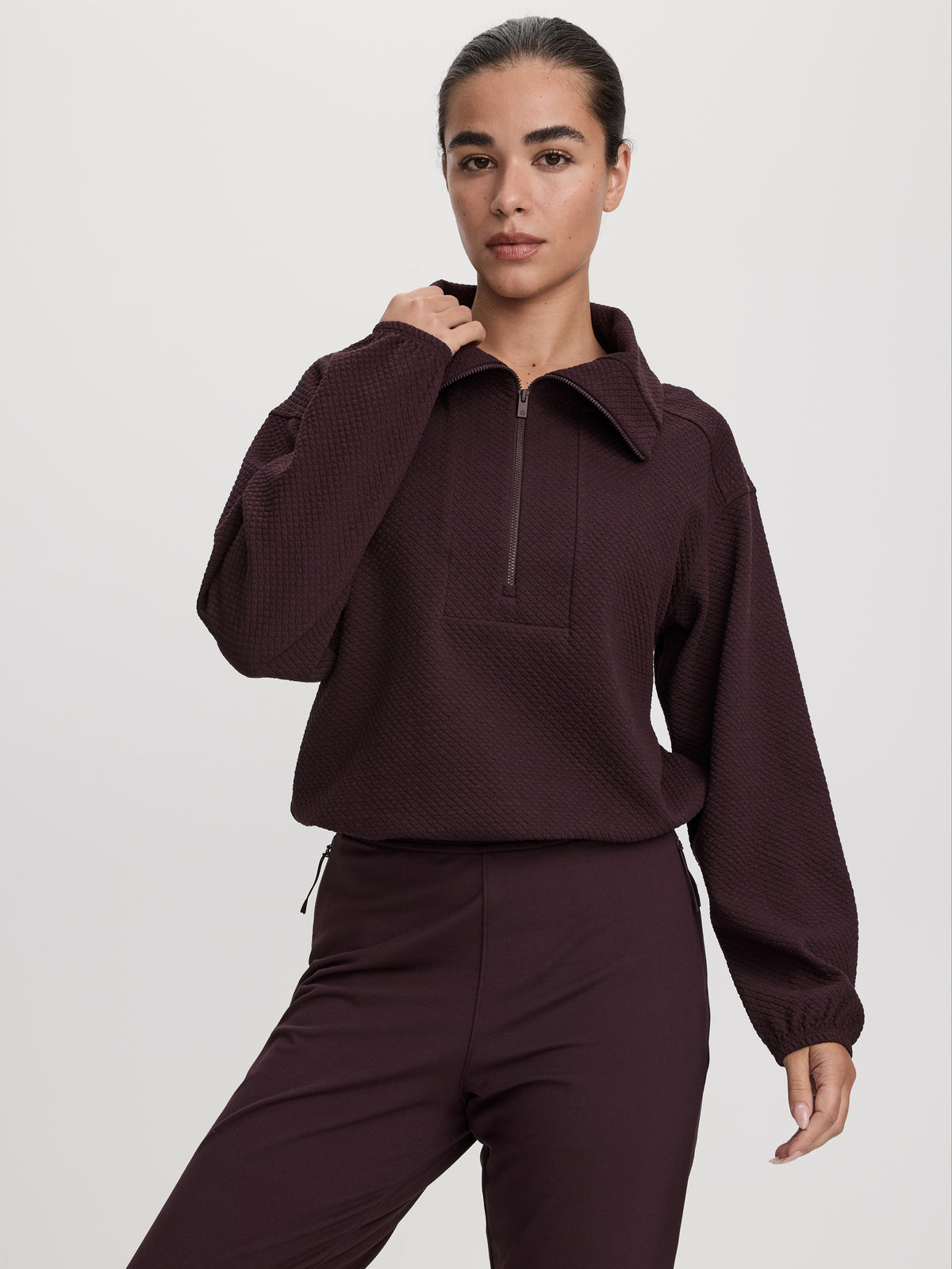 Half-Zip Textured Pullover - Hyba