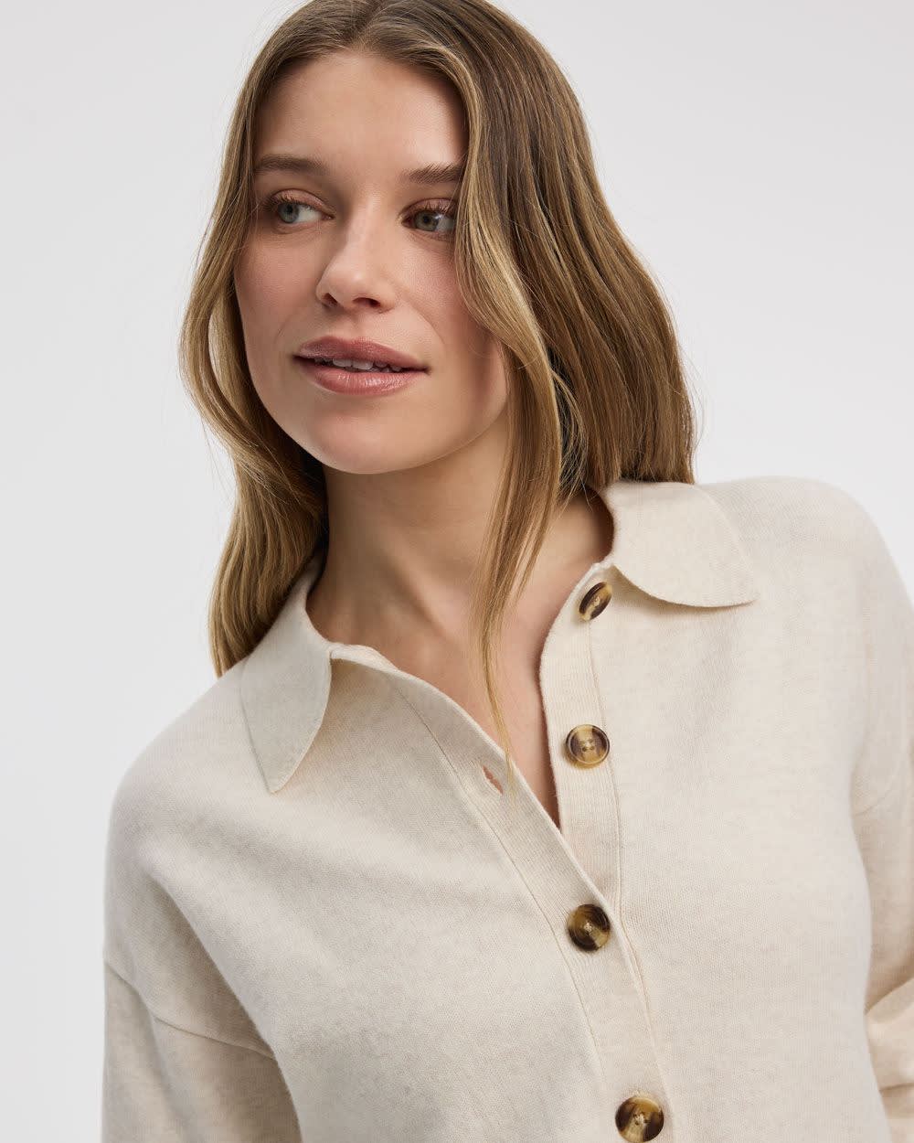 Long-Sleeve Polo Cardigan