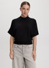 Merino-Blend Short-Sleeve Mock-Neck Sweater