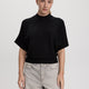 Merino-Blend Short-Sleeve Mock-Neck Sweater