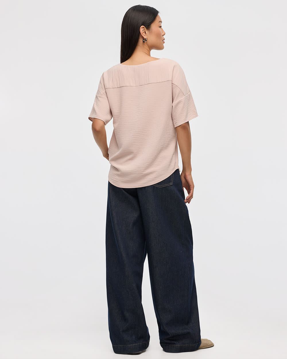 Short-Sleeve Crew-Neck T-Shirt Blouse