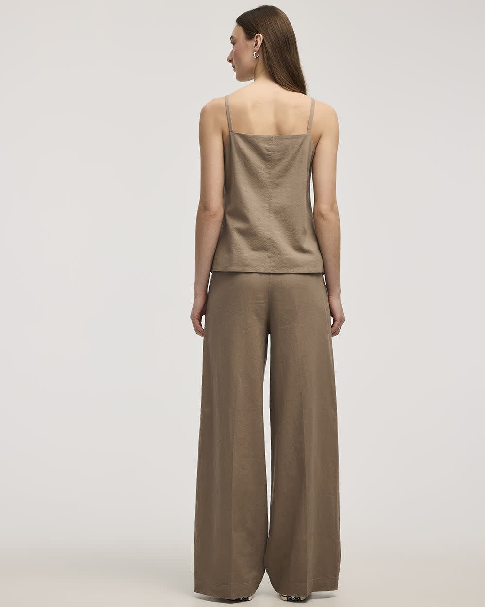 Veste en mélange de lin à col carré