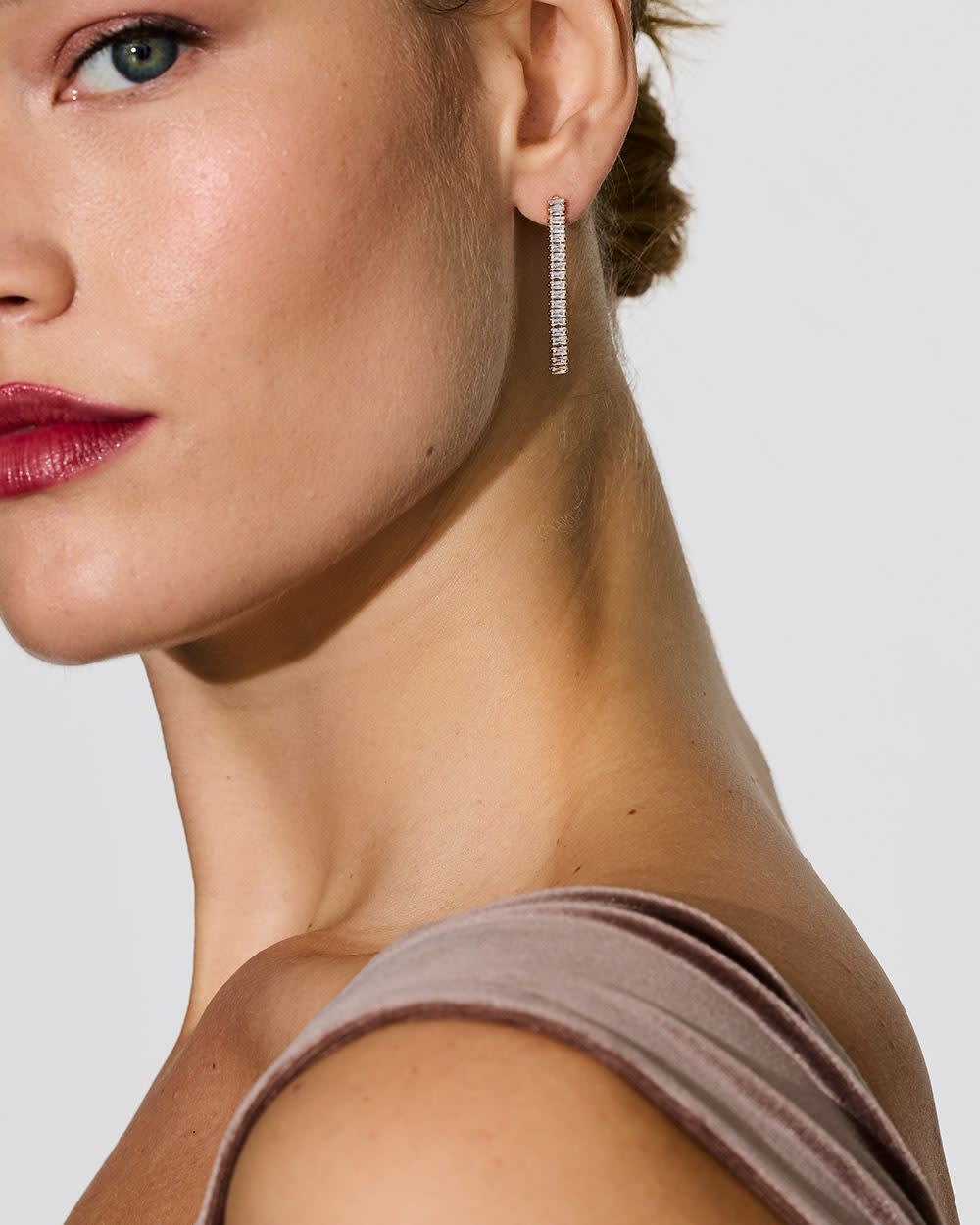 Baguette Earrings with Glass Stones