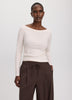 Long-Sleeve Boat-Neck Ribbed Top