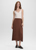 Pleated Satin Midi Skirt