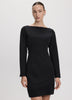 Long-Sleeve Boat-Neck Mini Dress