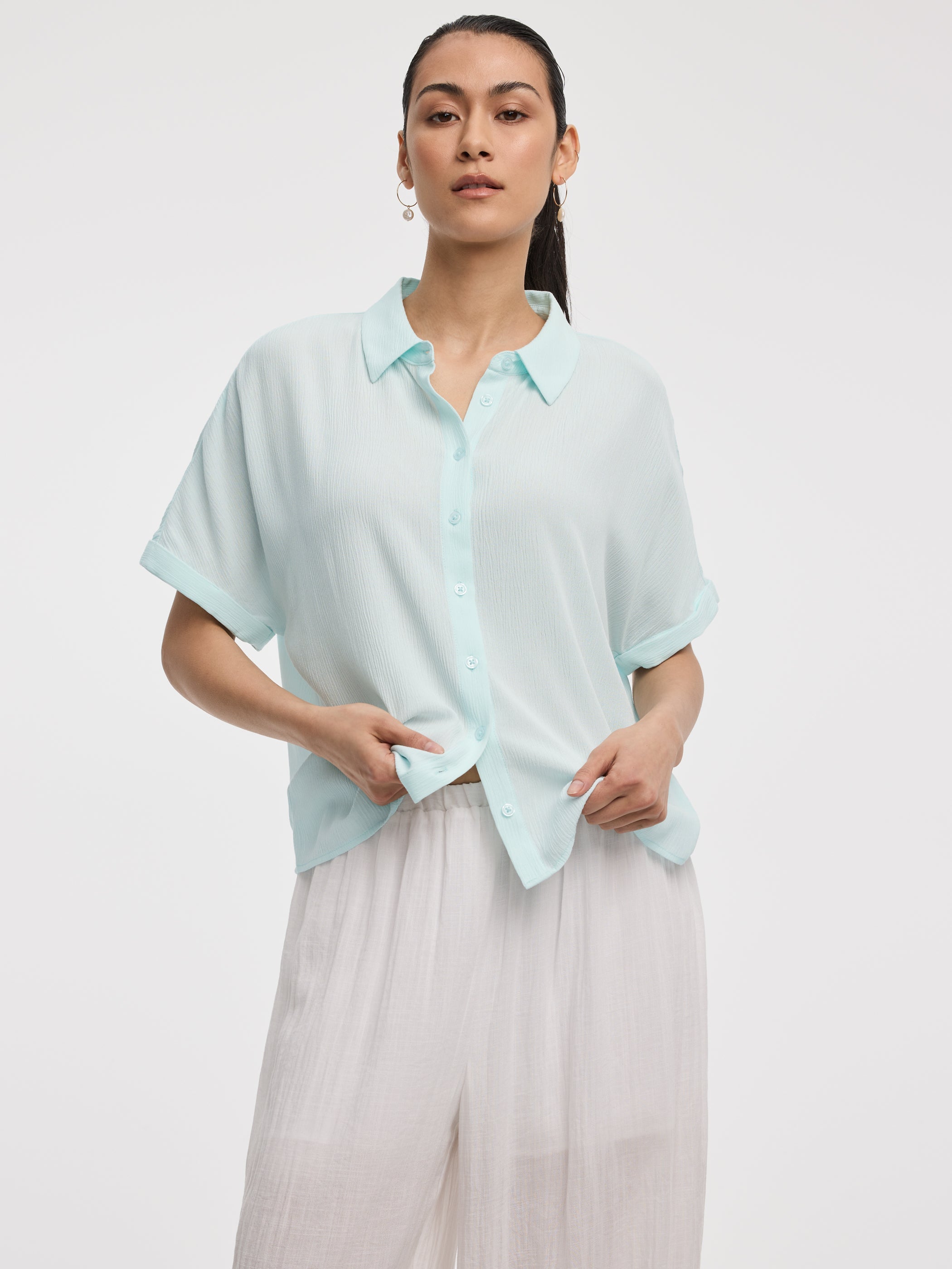 Buttoned-Down Gauze Shirt