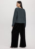Asymmetric Neck Top with Metal Brooch – Women’s Fabric Blend
