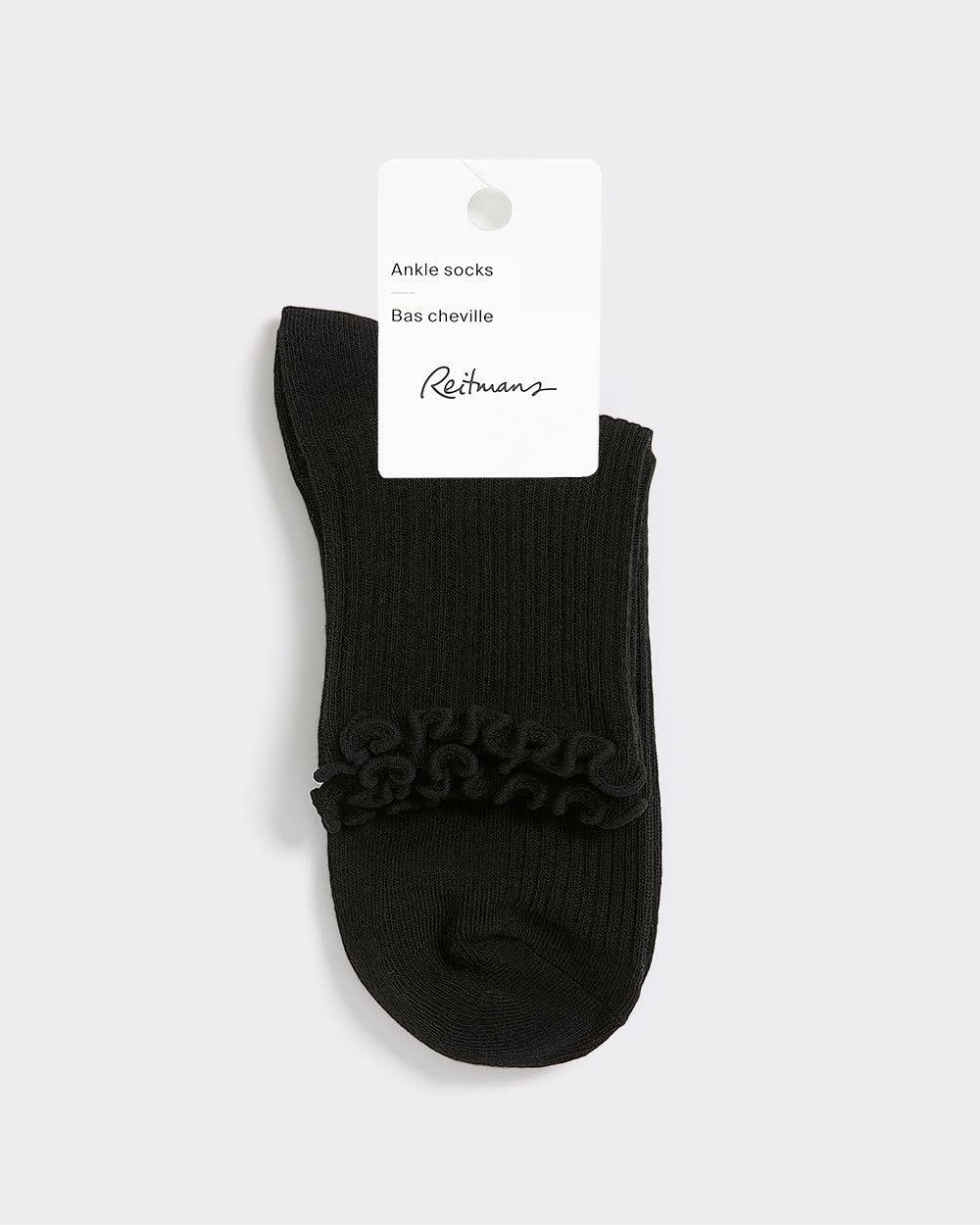 Cotton Anklet Socks with Ruffled Hems