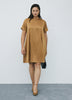 Short-Sleeve Crew-Neck Swing Satin Mini Dress