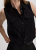 Sleeveless Buttoned-Down Blouse with Shirt Collar