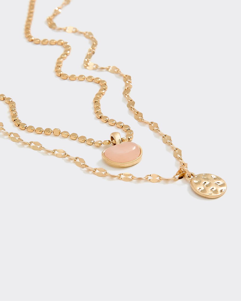 Two-Chain Short Necklace with Pendants