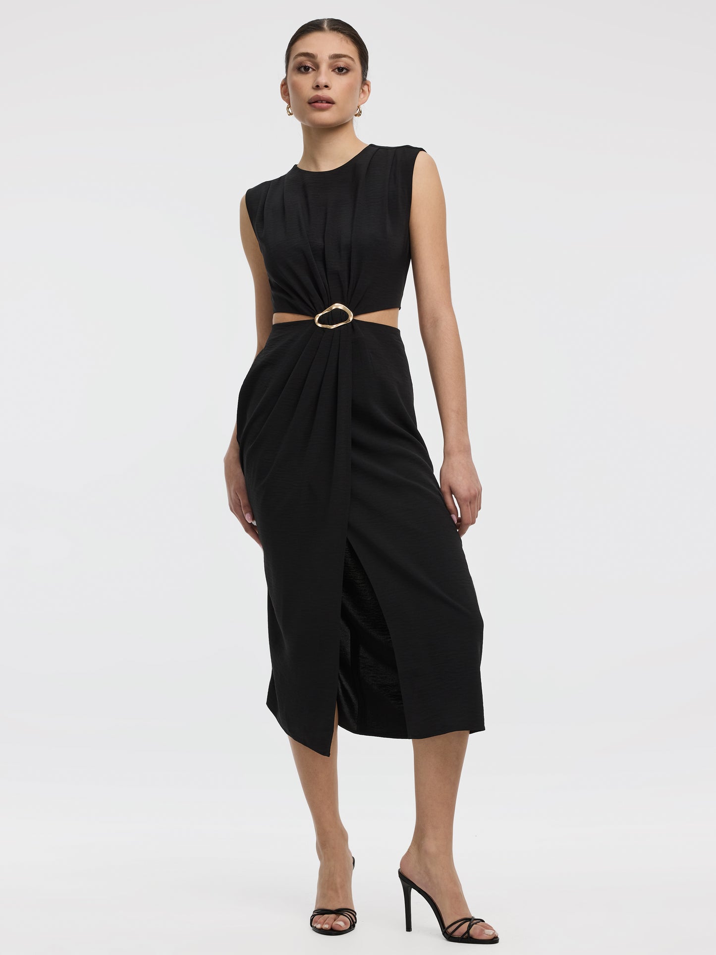 Sleeveless Fitted Maxi Dress with Cut-Out Details