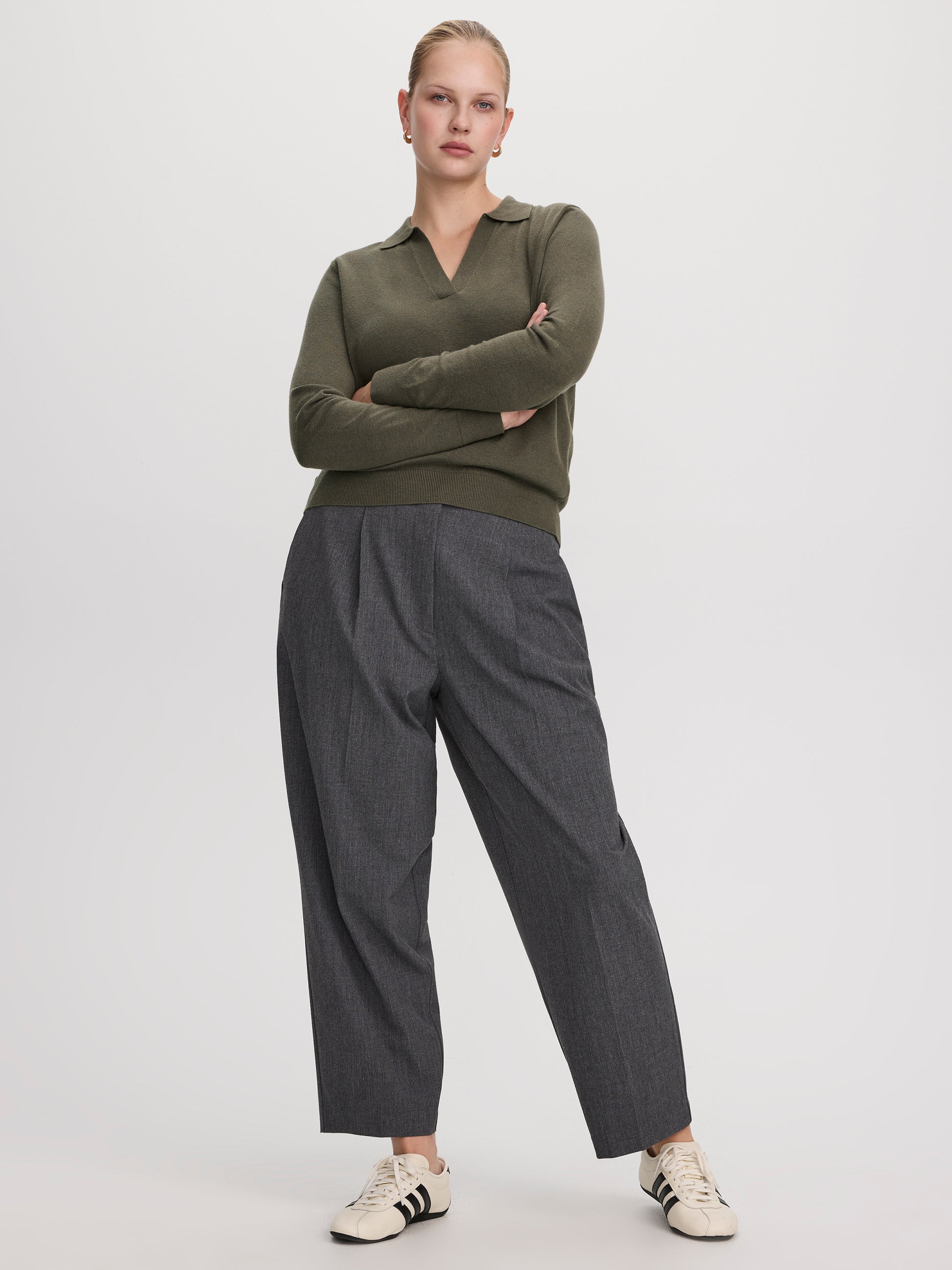 Long-Sleeve Sweater with Johnny Collar - R Essentials