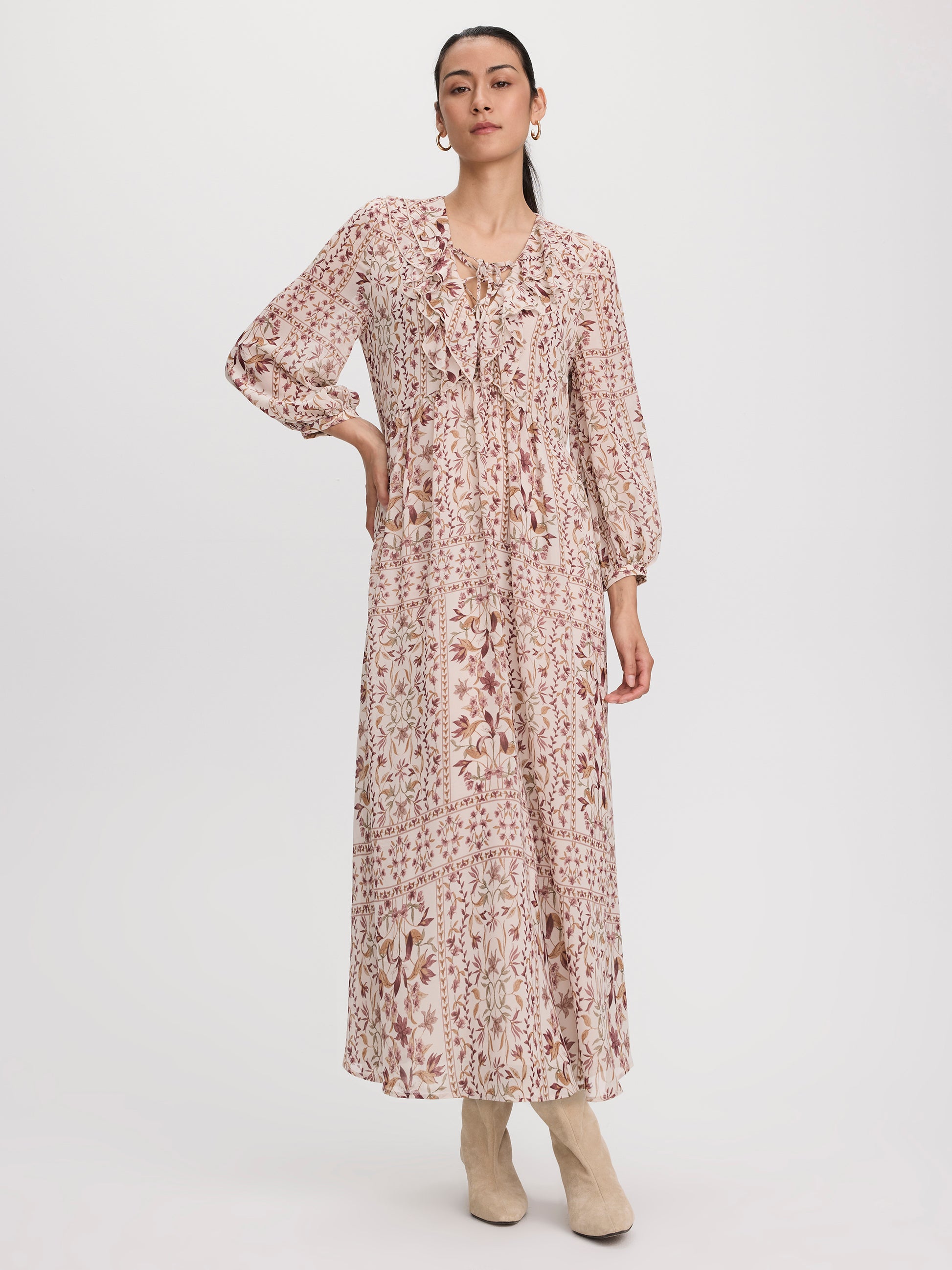 Ruffled V-Neck Maxi Dress