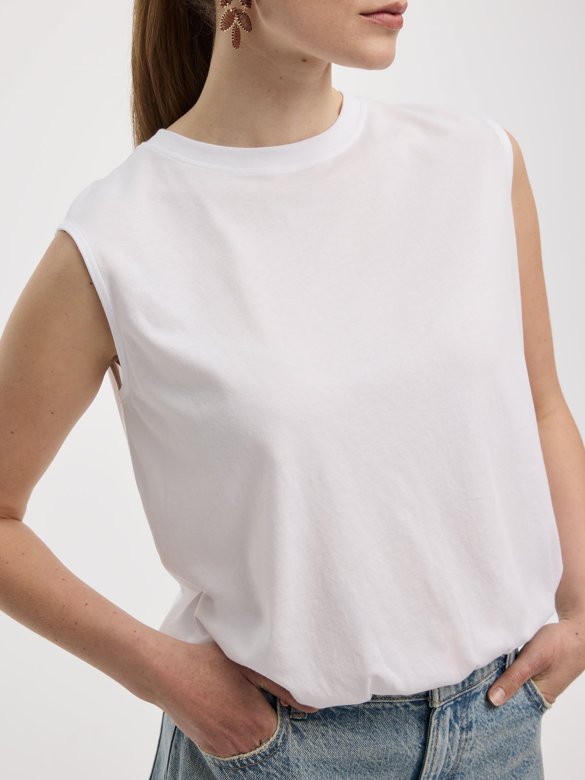 Crew-Neck Tank with Bubble Hem