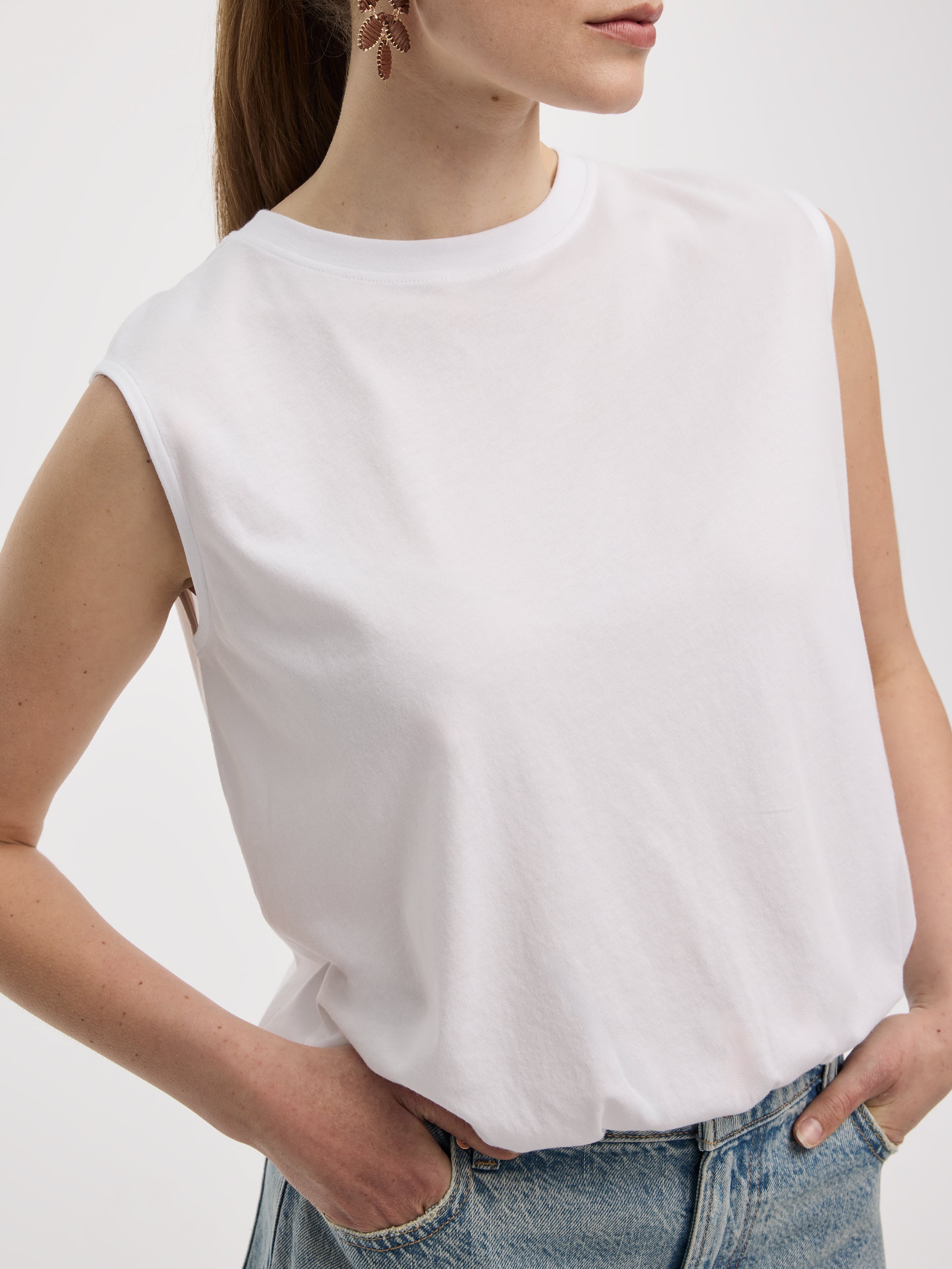 Crew-Neck Tank with Bubble Hem