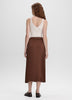 Pleated Satin Midi Skirt