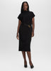 Short-Sleeve Mock-Neck Midi Sweater Dress