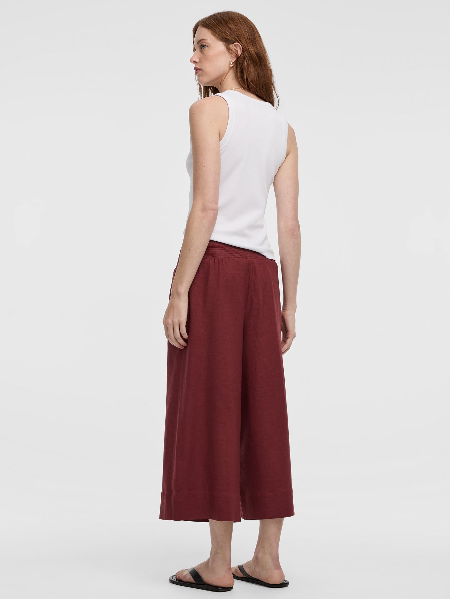 Cropped Wide-Leg Linen-Blend Pant