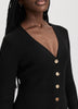 Long-Sleeve V-Neck Buttoned-Down Midi Dress