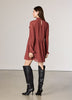 Chiffon Long-Sleeve Mock-Neck Mini Dress with Ruffles