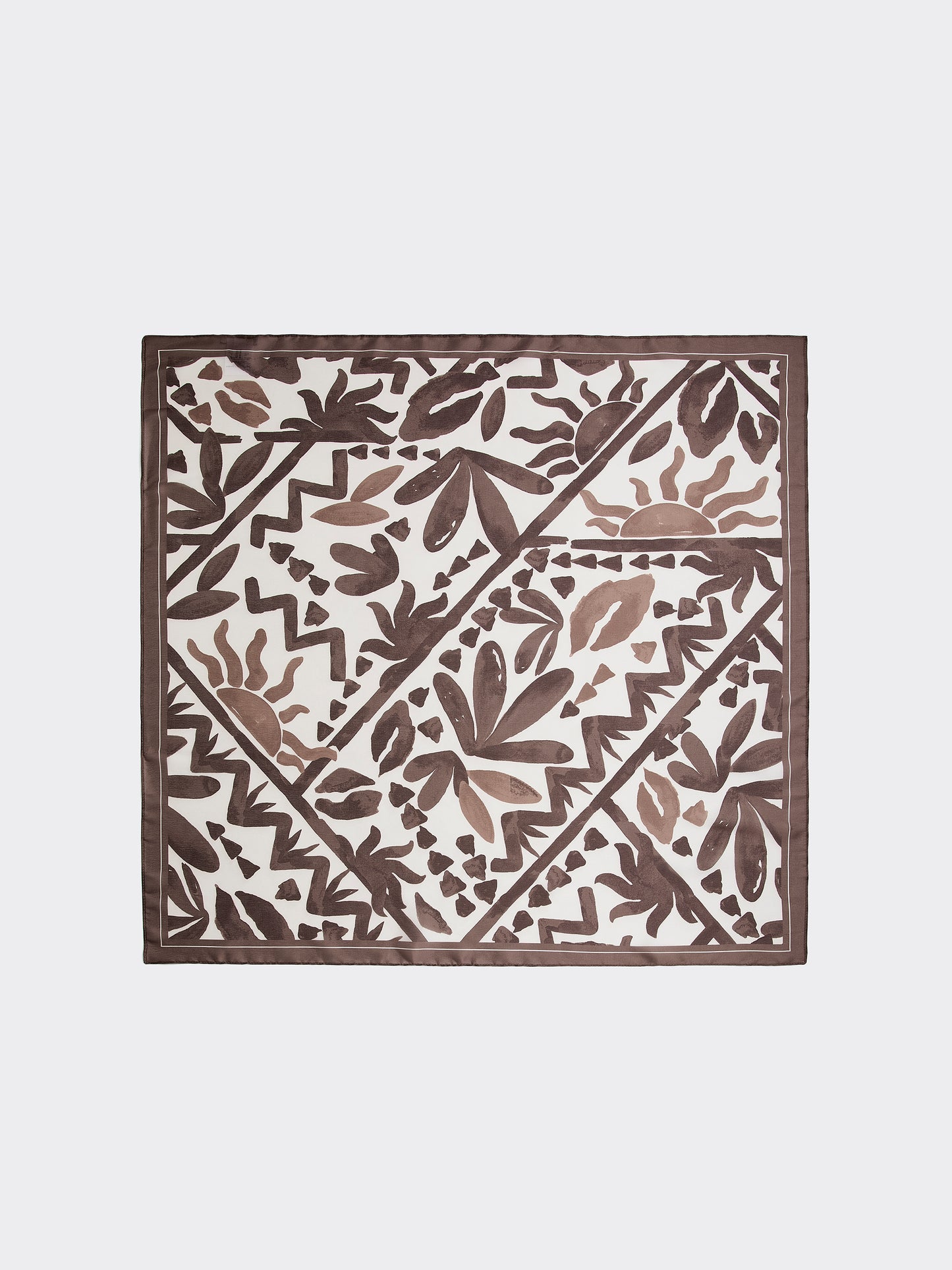 Square Scarf with Foliage Pattern