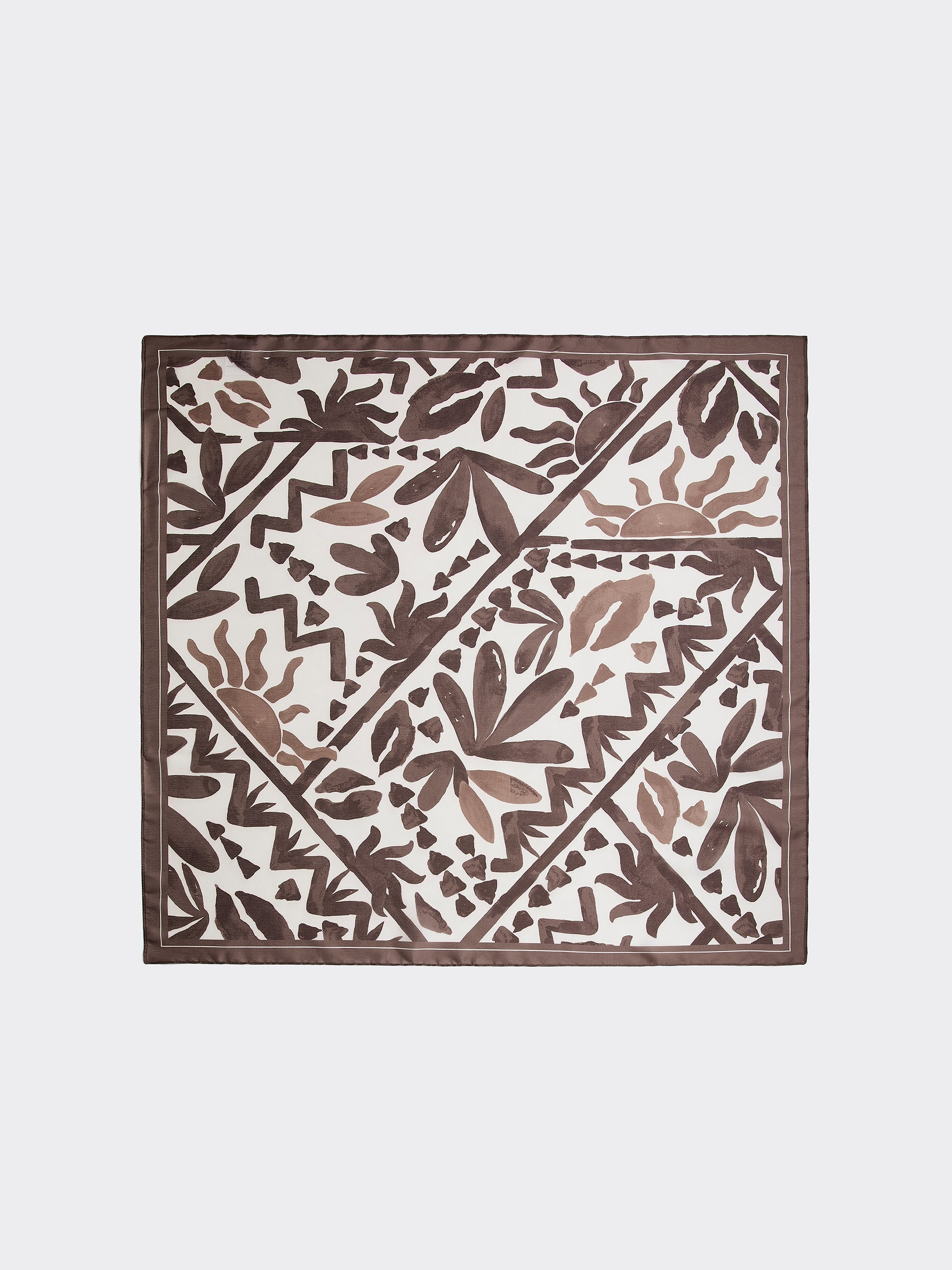 Square Scarf with Foliage Pattern