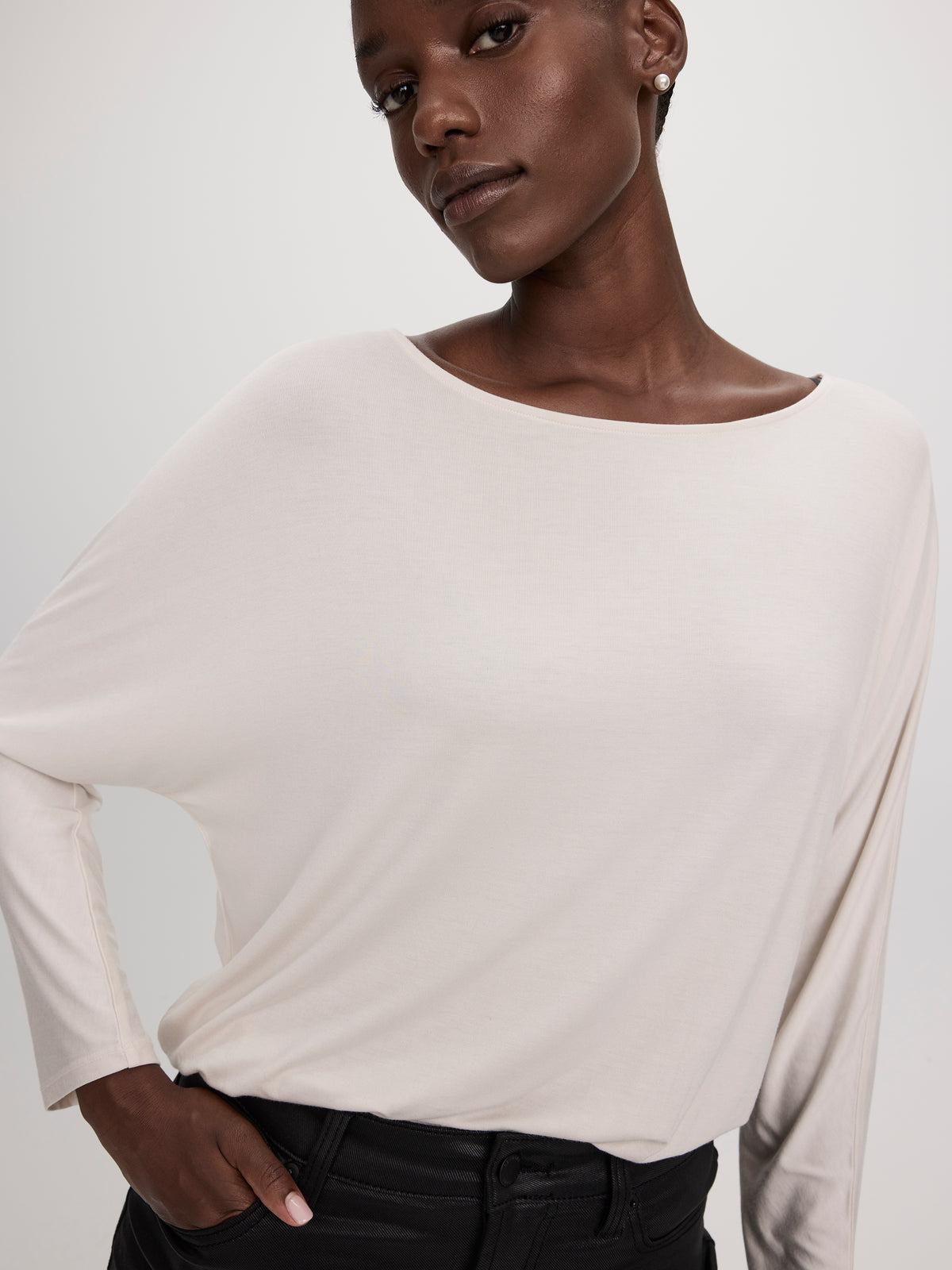 Long-Sleeve Boat-Neck Top