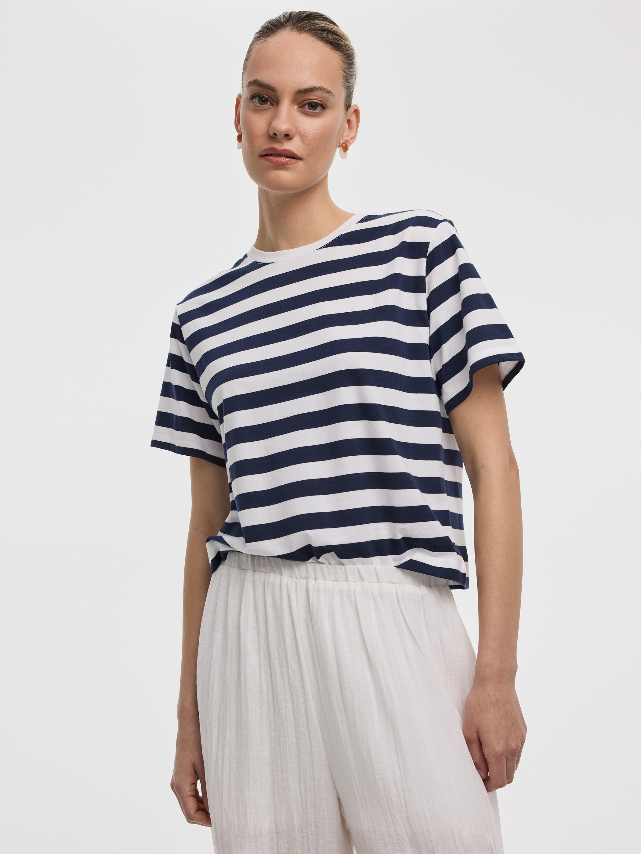 Striped Crew-Neck Boxy T-Shirt