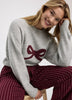 Long-Sleeve Crew-Neck Pullover with Bow