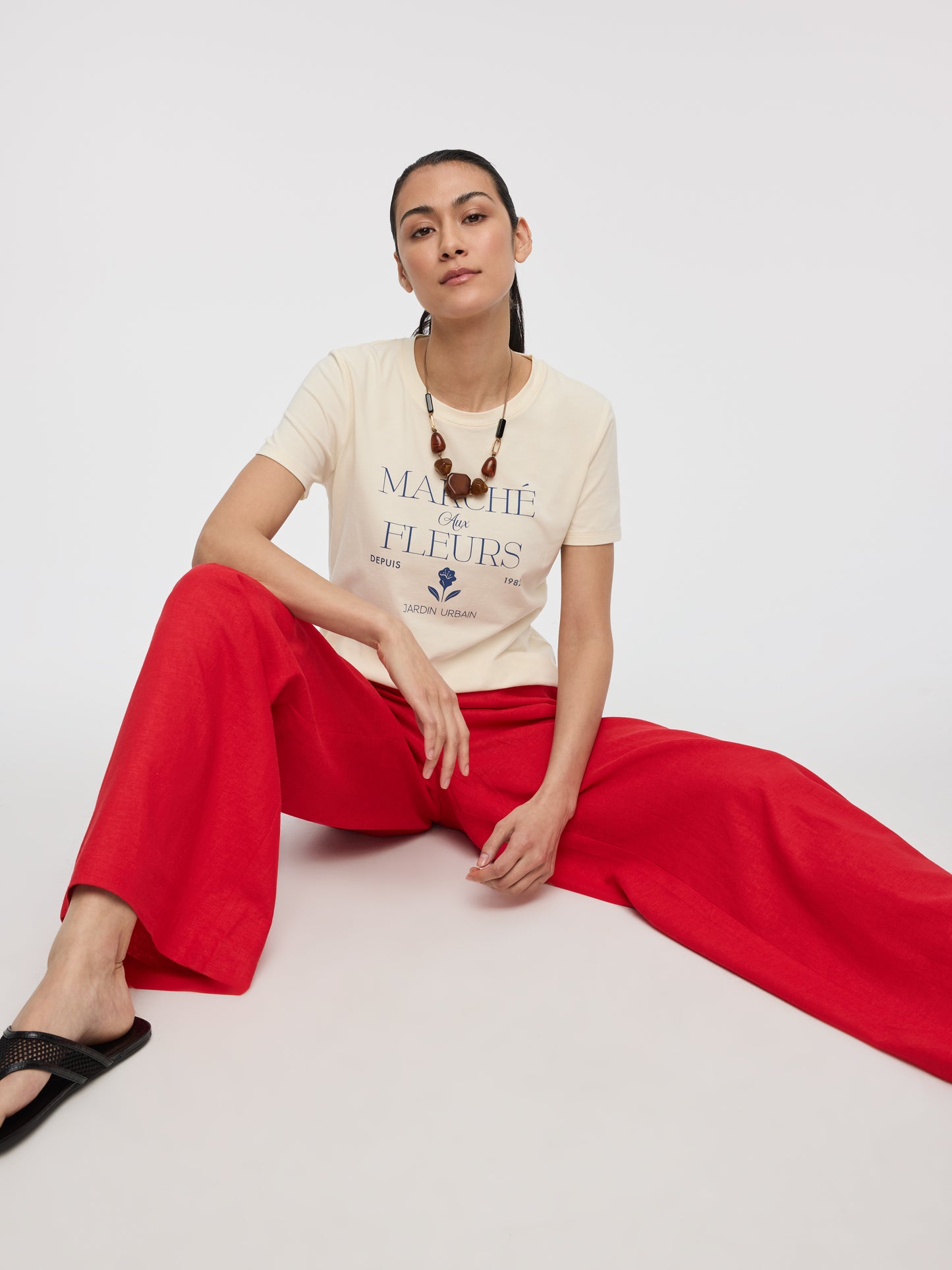 Wide-Leg Linen-Blend Pant