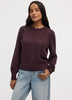 Long-Balloon-Sleeve Crew-Neck Pointelle Sweater