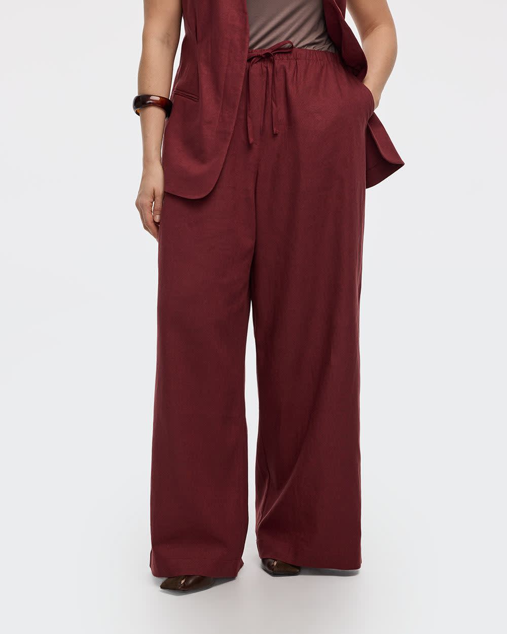 Wide-Leg Linen-Blend Pant