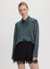 Long-Sleeve Loose Satin Blouse