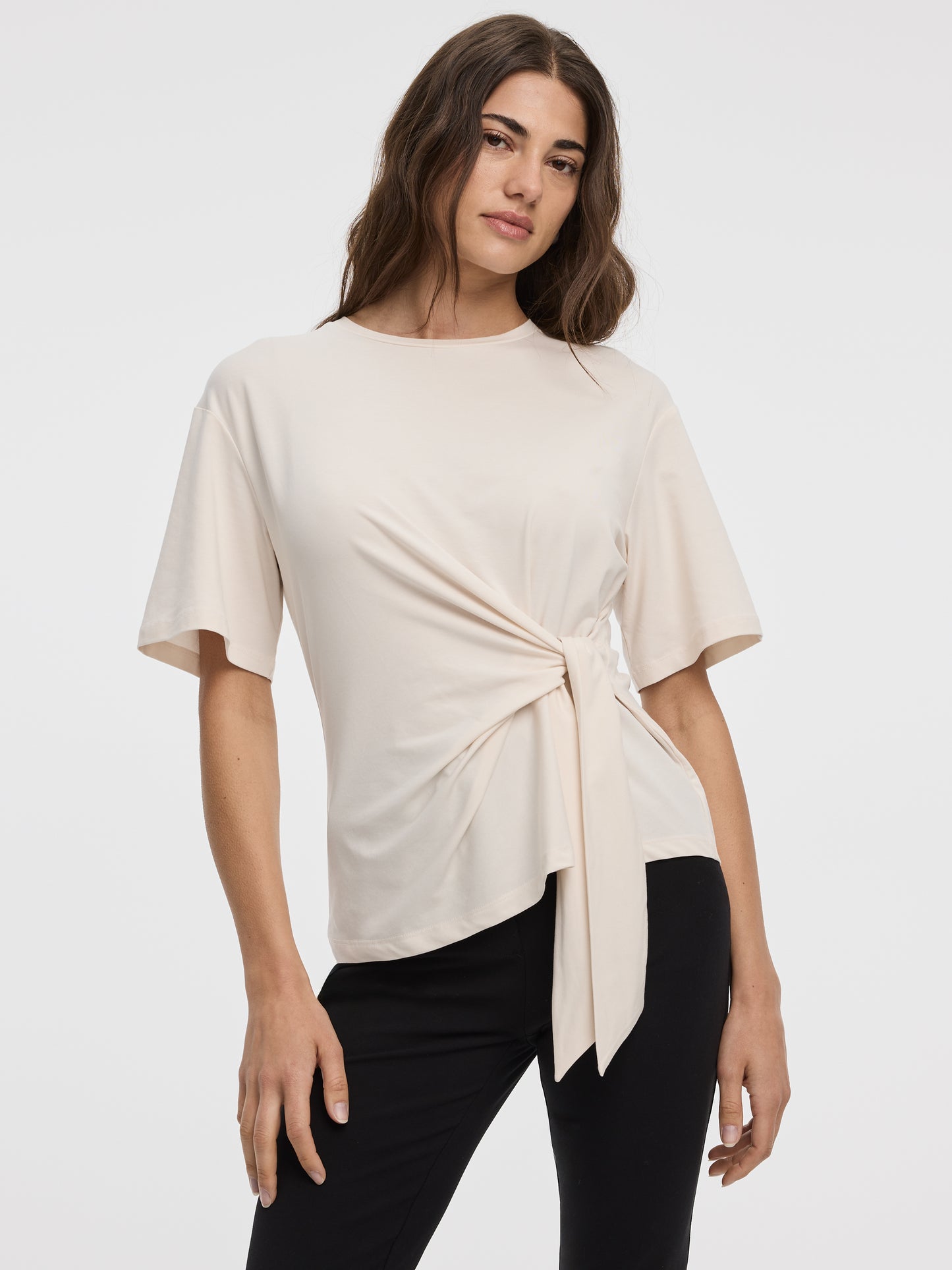 Crew-Neck T-Shirt with Knot Detail