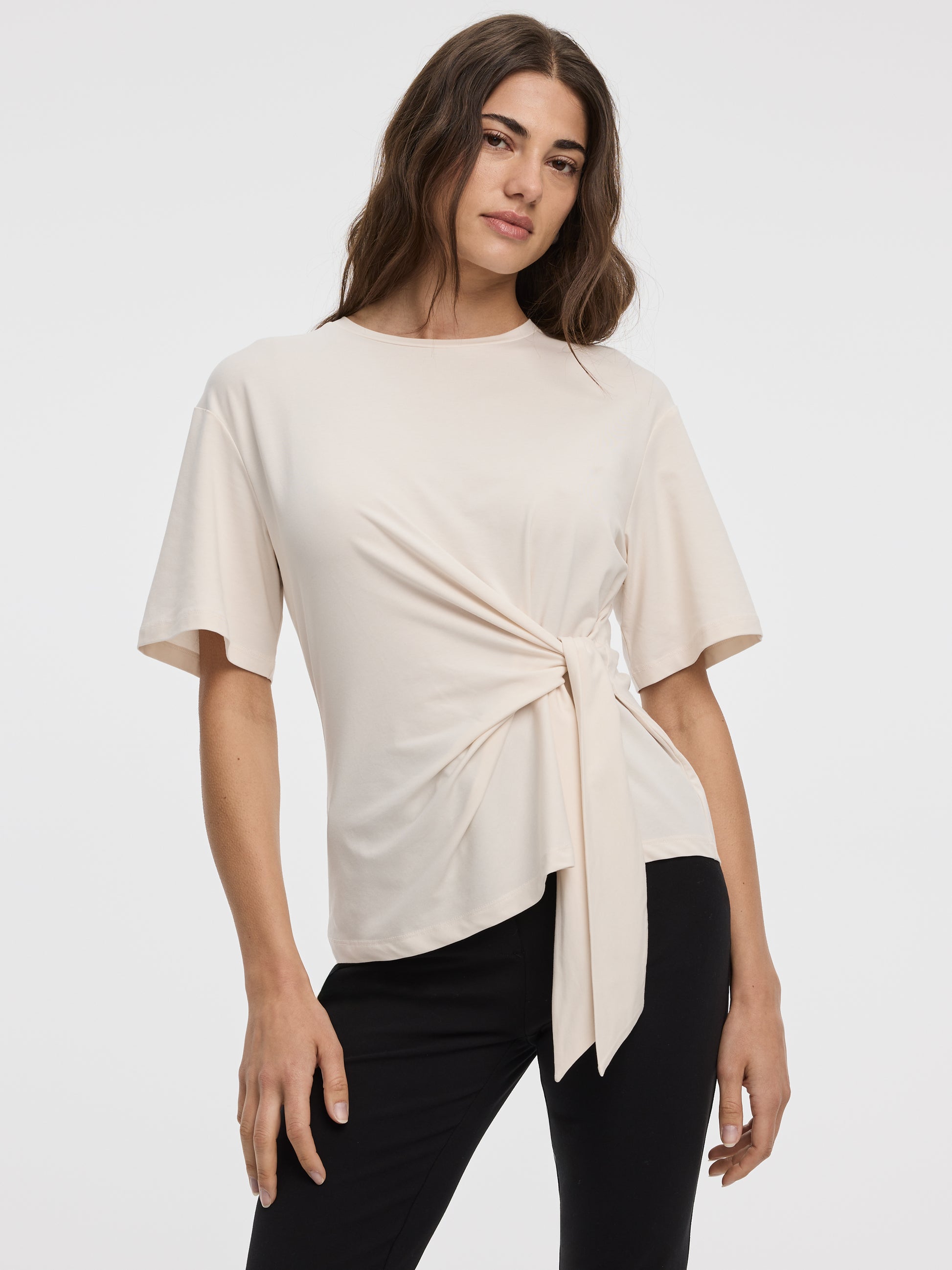 Crew-Neck T-Shirt with Knot Detail