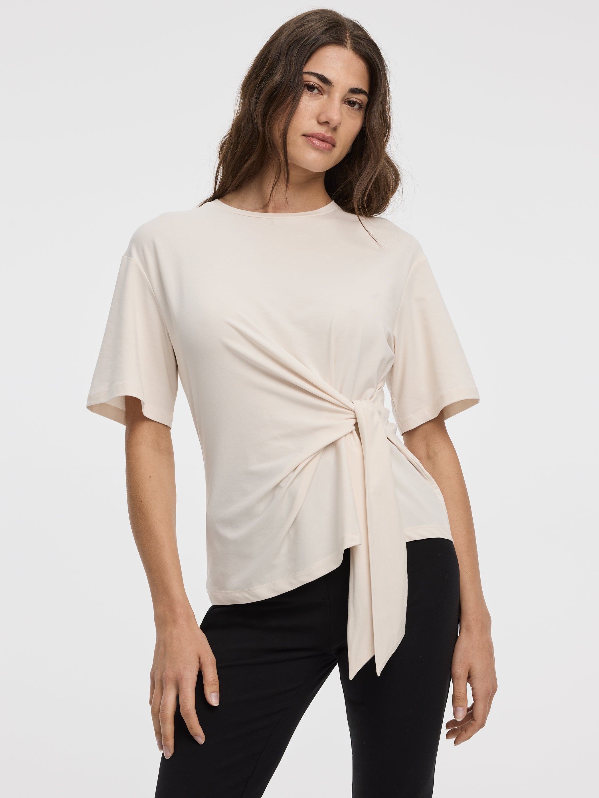 Crew-Neck T-Shirt with Knot Detail