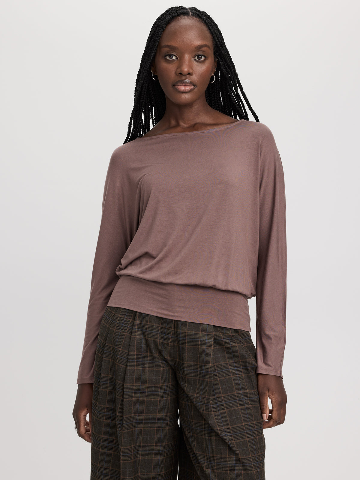 Long-Sleeve Boat-Neck Top