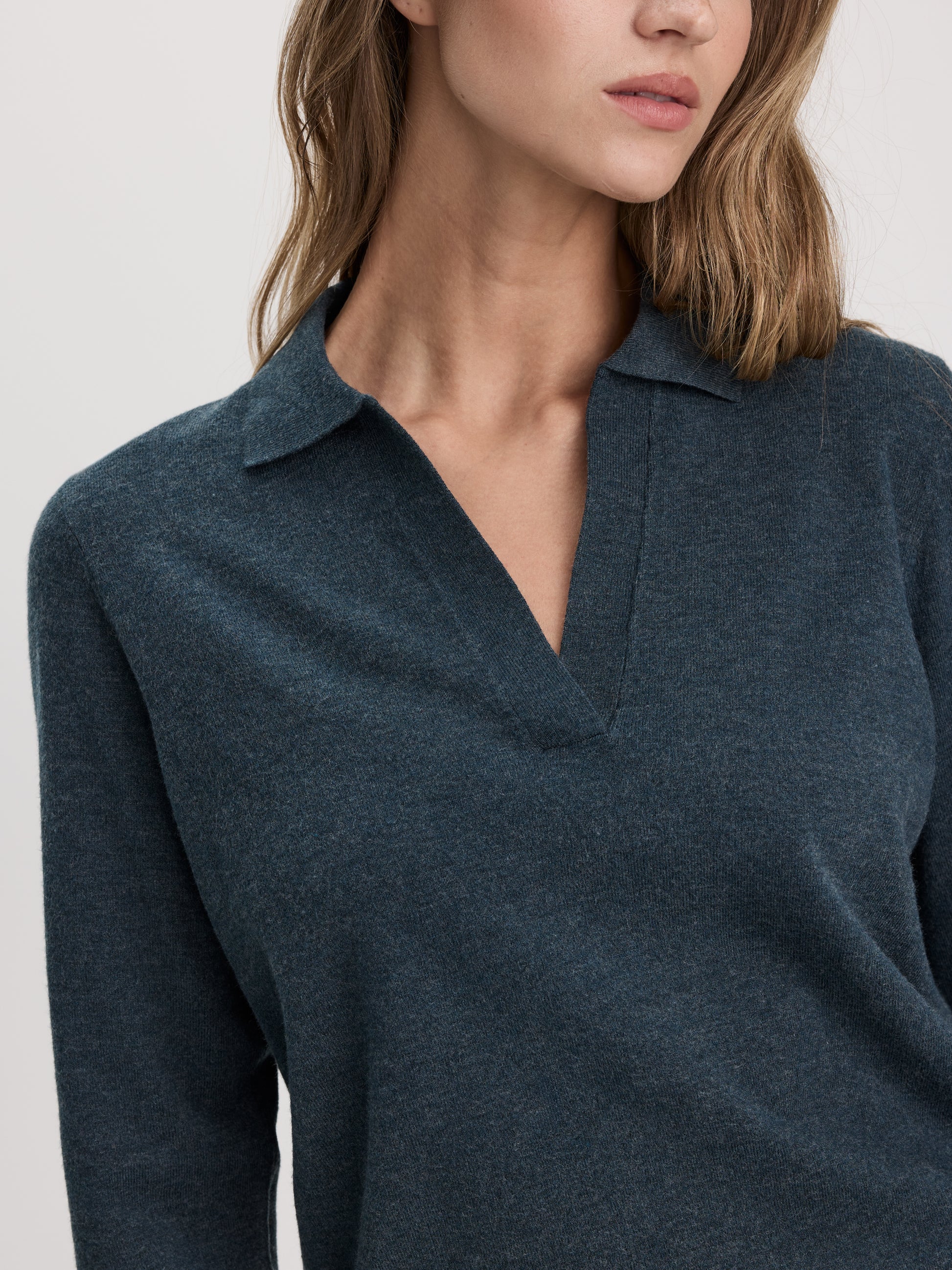 Long-Sleeve Sweater with Johnny Collar - R Essentials